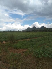 mountain and clouds