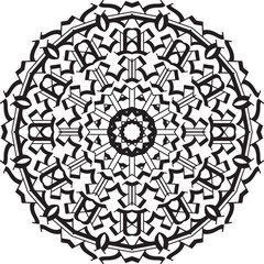 Black color Floral Mandala Pattern in White Background.