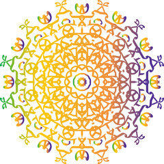 Colorful Floral Mandala Pattern in White Background.