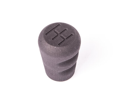 Brand new 3D printed technology creating products for the automotive industry cheap strong plastic for old car parts aftermarket H pattern Shift knob retro vintage vehicle isolated white background