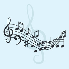 music notes for music background, vector illustration	