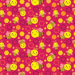 Bee design collection. Honeycomb and honey, yellow pattern banner. Vector seamless background
