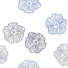 Dark BLUE vector seamless doodle backdrop with flowers. Glitter abstract illustration with flowers. Design for wallpaper, fabric makers.
