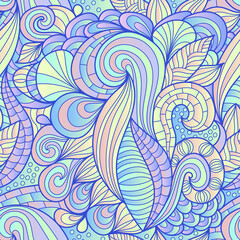 Colorful abstract seamless pattern. 60s hippie psychedelic art