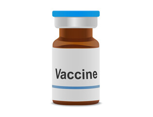 A bottle of vaccine as medicine or treatment for disease caused by virus