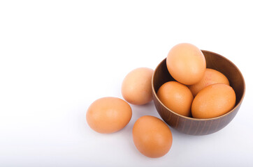 Egg isolated on white background. Selective focus.