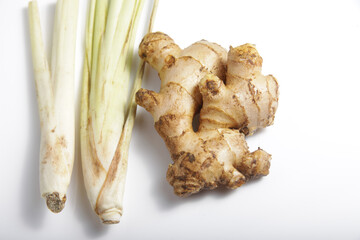 Picture of herbs such as ginger, limegrass and secang wood that usually used for cooking as spice also for medical purpose