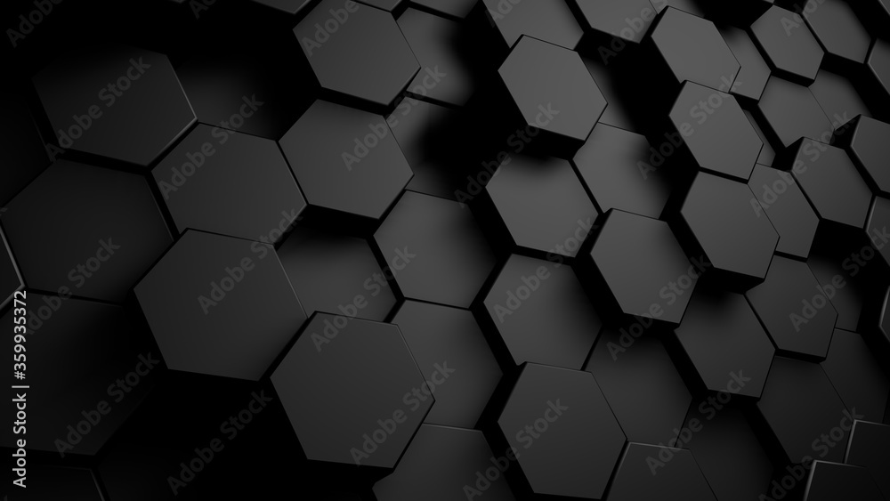 Fototapete abstract geometric hexagonal background. grunge surface, 3d rendering embossed hexagon , honeycomb w