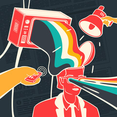 Vector illustration of media propaganda and the consumer