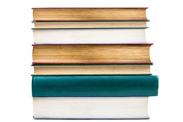 Fototapeta premium stack vintage aged book isolated on white background,back to school concept.