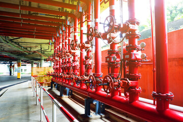 System of water pipes and control valves of The water system in the department store.For use inside...