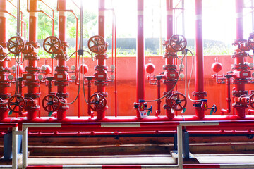 System of water pipes and control valves of The water system in the department store.For use inside department store and fire protection system.