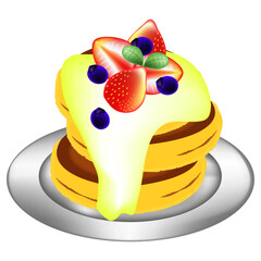 フルーツいっぱいのパンケーキ