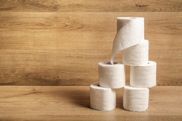 Toilet paper rolls big pile