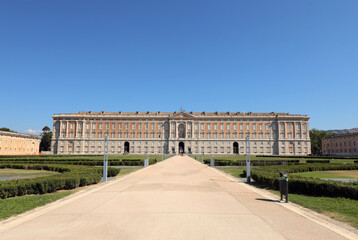 Caserta, CS, Italy - August 17, 2019: very wide ancient Palace c