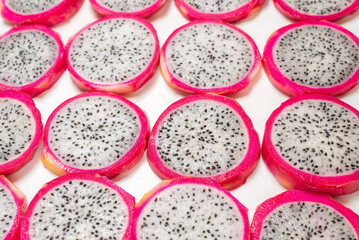 Sweet tasty dragon fruit or pitaya slices.