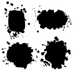 Vector set of ink splashes, ink blots. Splatter collection.