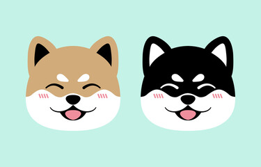 Cute shiba inu dog cartoon icon, vector illustration.