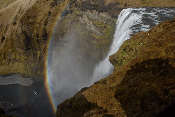 Fototapeta na wymiar The rainbow at Skogafoss, Iceland
