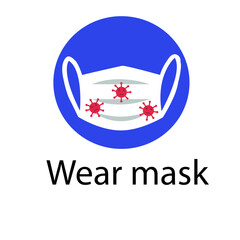 wear mask line icon, vector pictogram of disease prevention. Protection wear from coronavirus, air pollution, dust, flu illustration, sign for medical equipment store