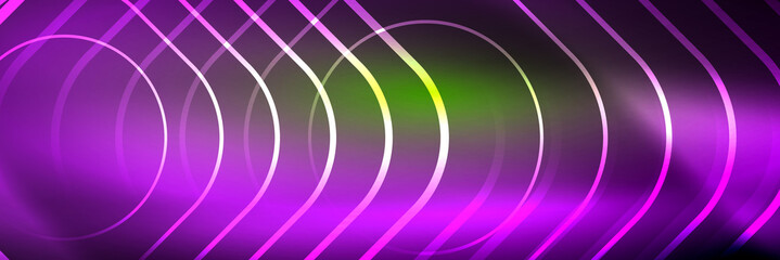 Shiny neon glowing techno lines, hi-tech futuristic abstract background template with square shapes