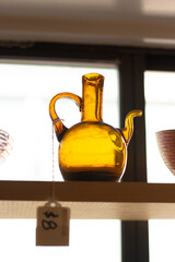 yellow glass pot