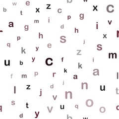 Dark Red vector seamless layout with latin alphabet. Blurred design in simple style with signs of alphabet. Template for business cards, websites.