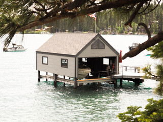 Boat house on the lake