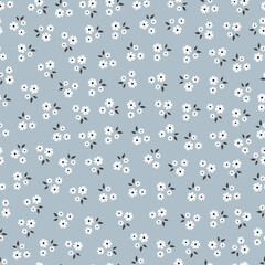 Seamless pattern Hand drawn white flower background in cartoon style