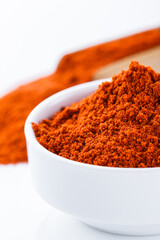 fragrant ground paprika on a white acrylic background