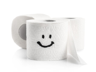 Soft toilet paper roll with happy smile