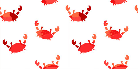 baby seamless pattern with silhouettes of red crabs. texture effect. Marine theme
