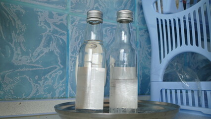 in the dining room on the table vinegar food