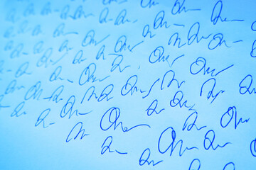 Practice to write Signature on white paper.