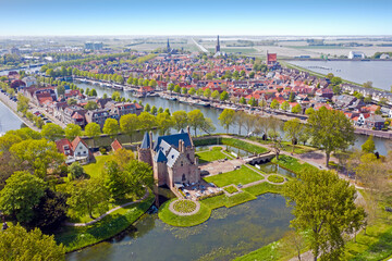 Fototapeta premium Aerial from the town Medemblikin the Netherlands