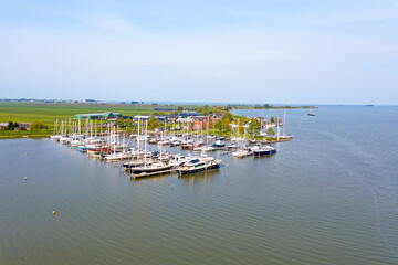 Fototapeta na wymiar Aerial from the harbor from Monnickendam in the Netherlands