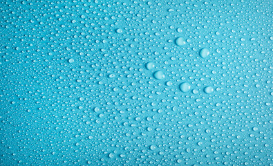 Happy smile on water drops blue background