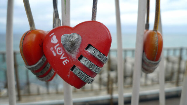 Heart shaped love locks