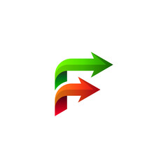 colorful letter F and arrow logo design