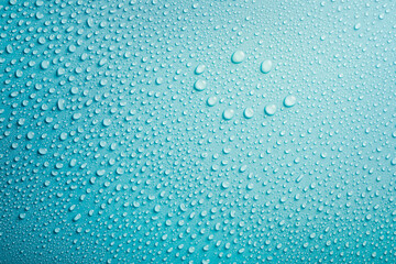 Happy smile on water drops blue background