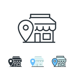 Location Pin,  store point. Local search marketing e-commerce campaign strategy.  Market location based advertising. Local advertising icon.  Vector illustration design on white background. EPS10