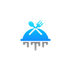 movable food cover with fork and spoon logo design