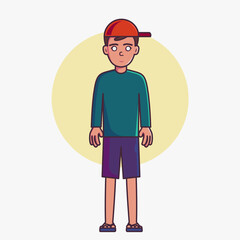 Vector Illustration of a Young man Wearing a Hat