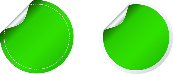 Green round sticker label fold over	