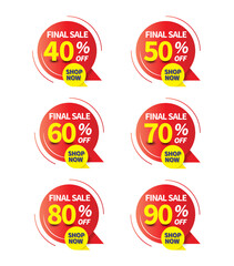 Final sale banner labels or sale posters and discount product prices.