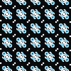 Vector seamless pattern texture background with geometric shapes, colored in blue, white, black colors.