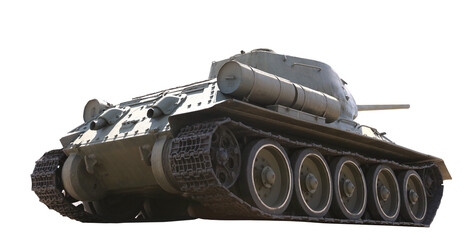 Army tank isolated on white. Military machinery