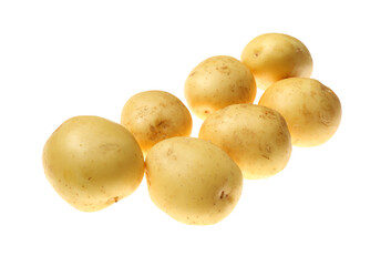 Fresh raw organic potatoes on white background