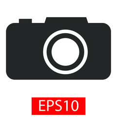 Camera icon, flat photo icon vector illustration isolated on white background