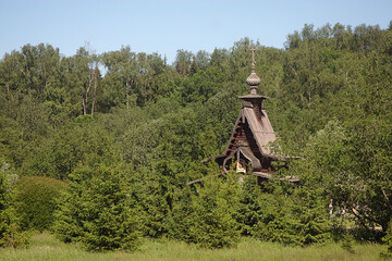 construction of a wooden monastery in the forest